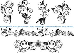 flowers with leaves file cdr and dxf free vector download for print or laser engraving machines