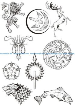 game thrones file cdr and dxf free vector download for print or laser engraving machines