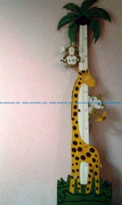 giraffe and monkey height ruler file cdr and dxf free vector download for Laser cut