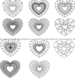 guilloche hearts file cdr and dxf free vector download for print or laser engraving machines