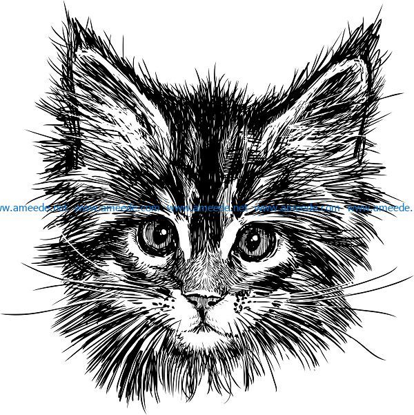 handdrawn cat file cdr and dxf free vector download for print or laser engraving machines