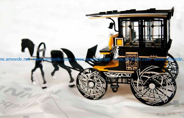 horse wagon file cdr and dxf free vector download for Laser cut