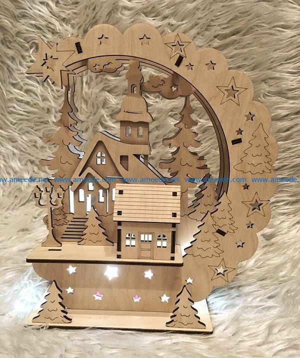 house in pine forest file cdr and dxf free vector download for Laser cut