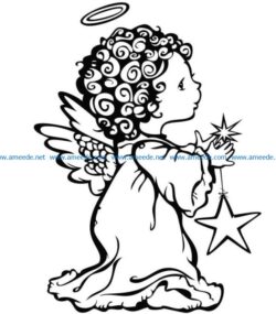 little angel file cdr and dxf free vector download for laser engraving machines