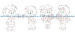 little girl boy file cdr and dxf free vector download for Laser cut