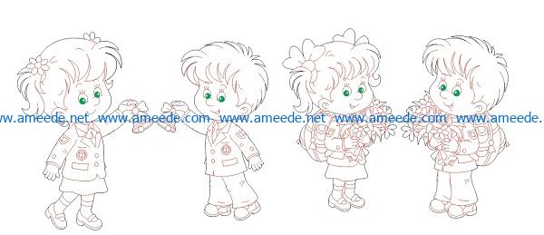 little girl boy file cdr and dxf free vector download for Laser cut – Free  Download Vector Files