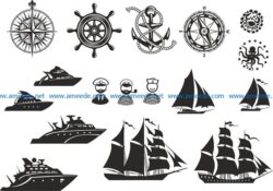 nautical vector set file cdr and dxf free vector download for print or laser engraving machines