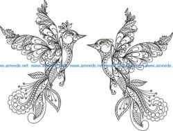 ornament birds vector file cdr and dxf free vector download for print or laser engraving machines