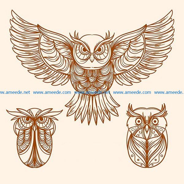 owl file cdr and dxf free vector download for print or laser engraving machines