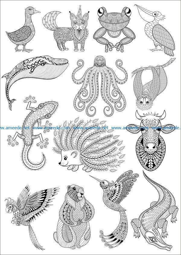 pattern animals file cdr and dxf free vector download for print or laser engraving machines