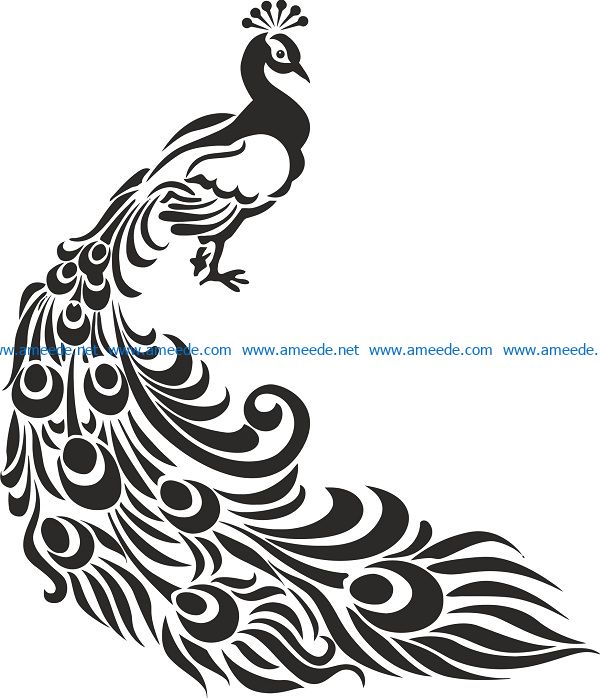 peacock stencil file cdr and dxf free vector download for print or laser engraving machines