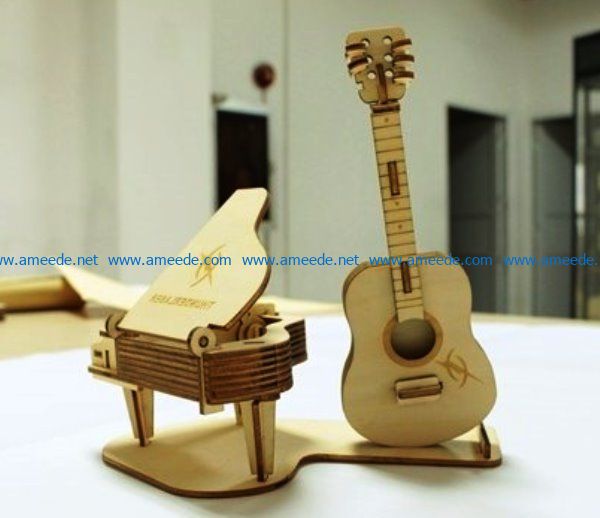 piano and guitar file cdr and dxf free vector download for Laser cut