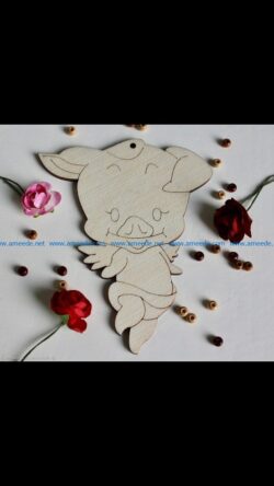 pig angel file cdr and dxf free vector download for Laser cut
