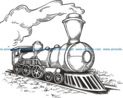 retro locomotive file cdr and dxf free vector download for print or laser engraving machines