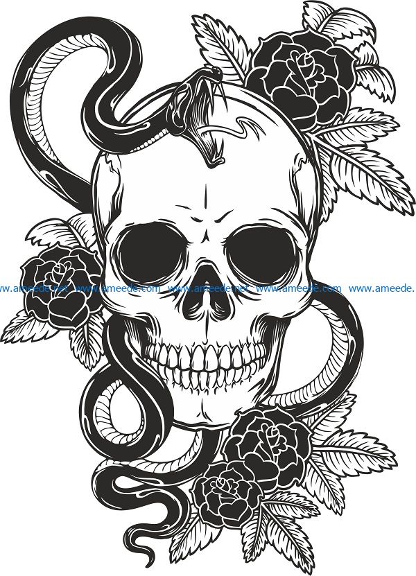 ros skull vector file cdr and dxf free vector download for print or laser engraving machines