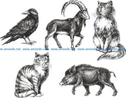 sketched handdrawn animals file cdr and dxf free vector download for print or laser engraving machines