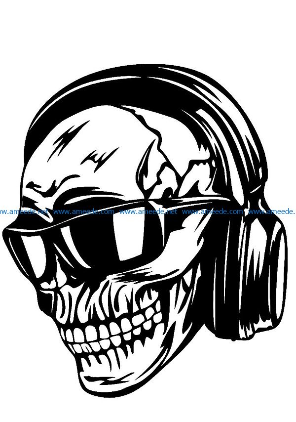 skull headphones sunglasses file cdr and dxf free vector download for print or laser engraving machines