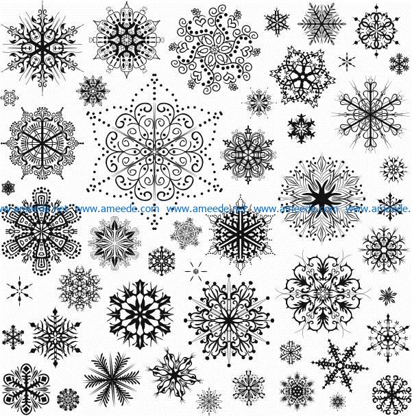 snowflake set file cdr and dxf free vector download for print or laser engraving machines