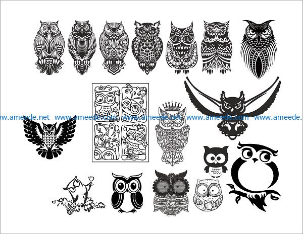 the owl owls file cdr and dxf free vector download for print or laser engraving machines