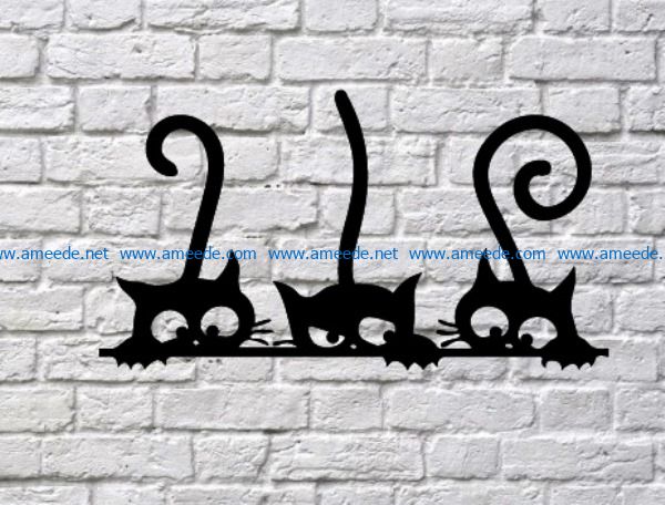 three cats file cdr and dxf free vector download for Laser cut Plasma