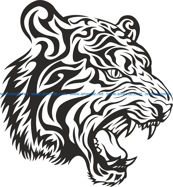 tiger tribal file cdr and dxf free vector download for print or laser engraving machines