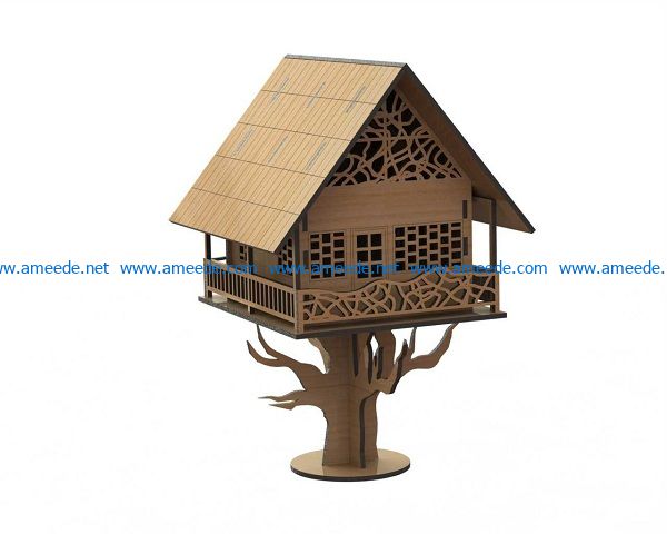 tree house file cdr and dxf free vector download for Laser cut
