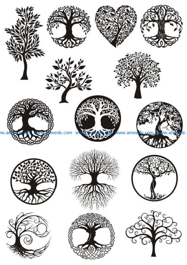 trees siluet file cdr and dxf free vector download for print or laser engraving machines