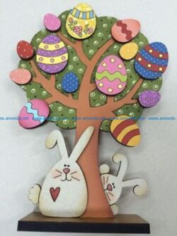 two rabbits under a tree file cdr and dxf free vector download for Laser cut
