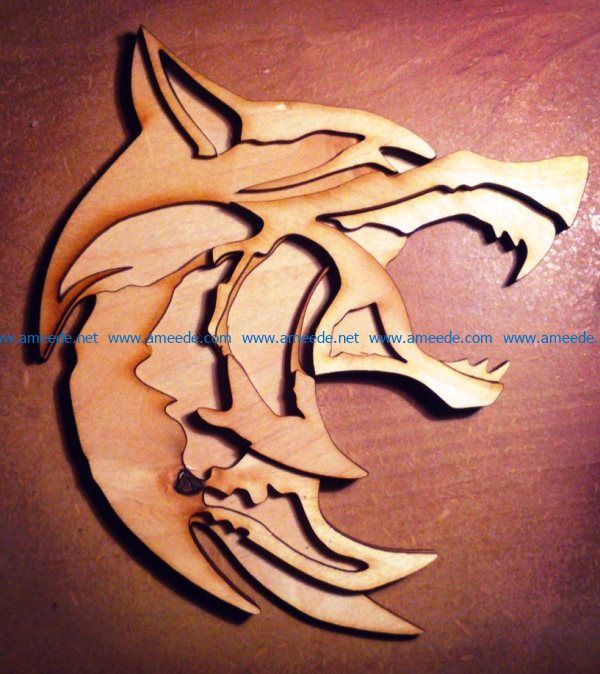 witcher wolf file cdr and dxf free vector download for Laser cut