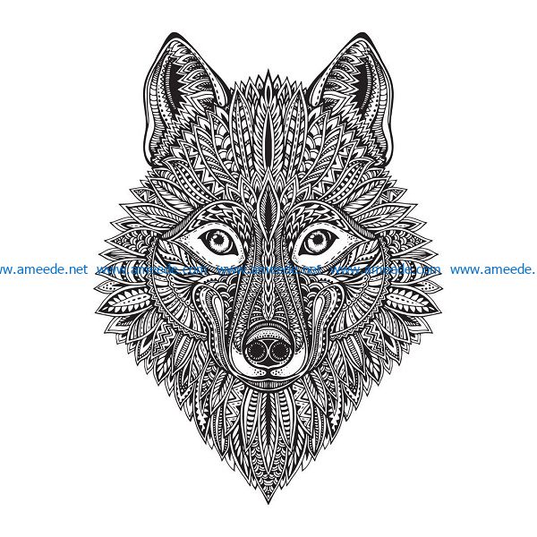 wolf face file cdr and dxf free vector download for Laser cut