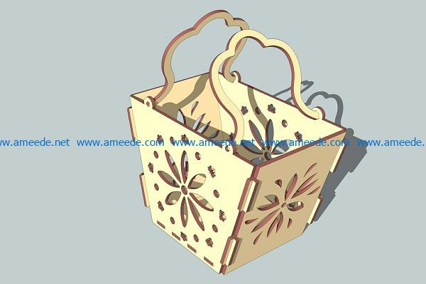 wooden flower basket with vignette file cdr and dxf free vector download for Laser cut