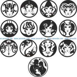 zodiac file cdr and dxf free vector download for print or laser engraving machines