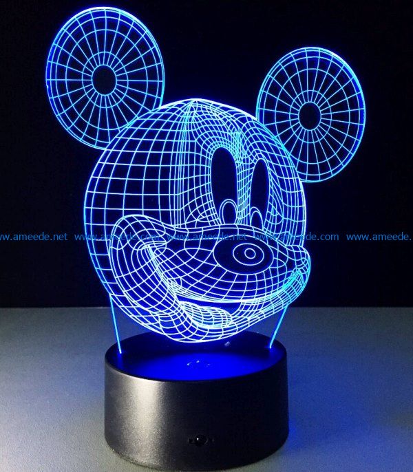 3D illusion led night light free vector download for laser engraving machines