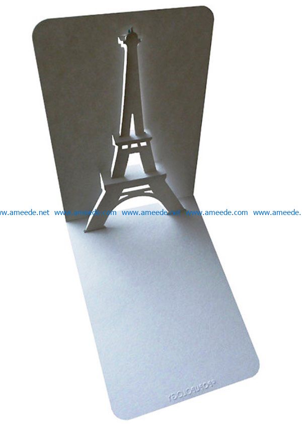 3D postcard Eiffel file cdr and dxf free vector download for Laser cut