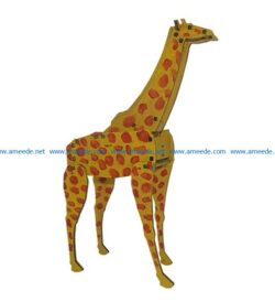3D puzzle giraffe file cdr and dxf free vector download for Laser cut
