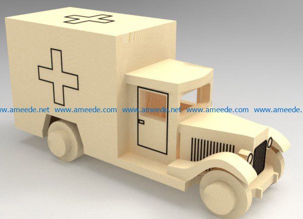 Ambulance model file cdr and dxf free vector download for Laser cut