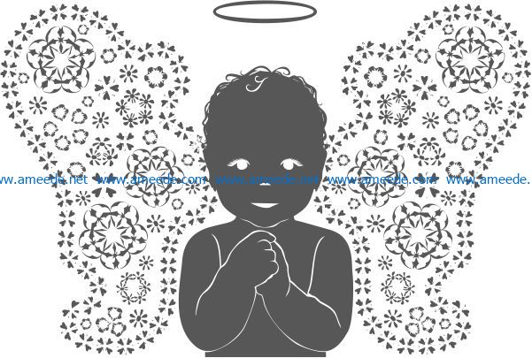 Angel boy file cdr and dxf free vector download for print or laser engraving machines