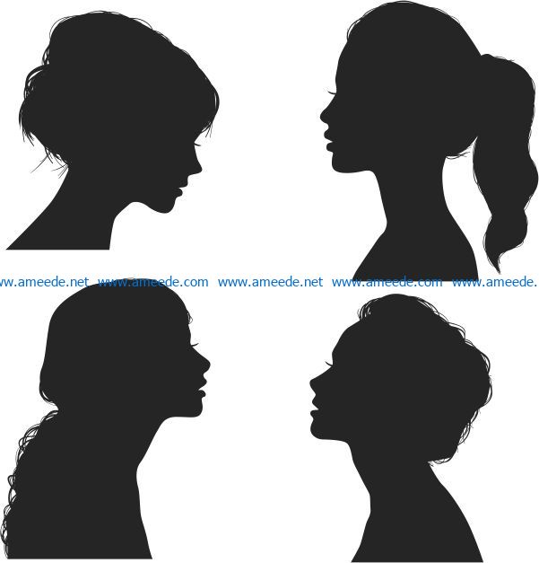 Beautiful girl silhouettes file cdr and dxf free vector download for Laser cut Plasma