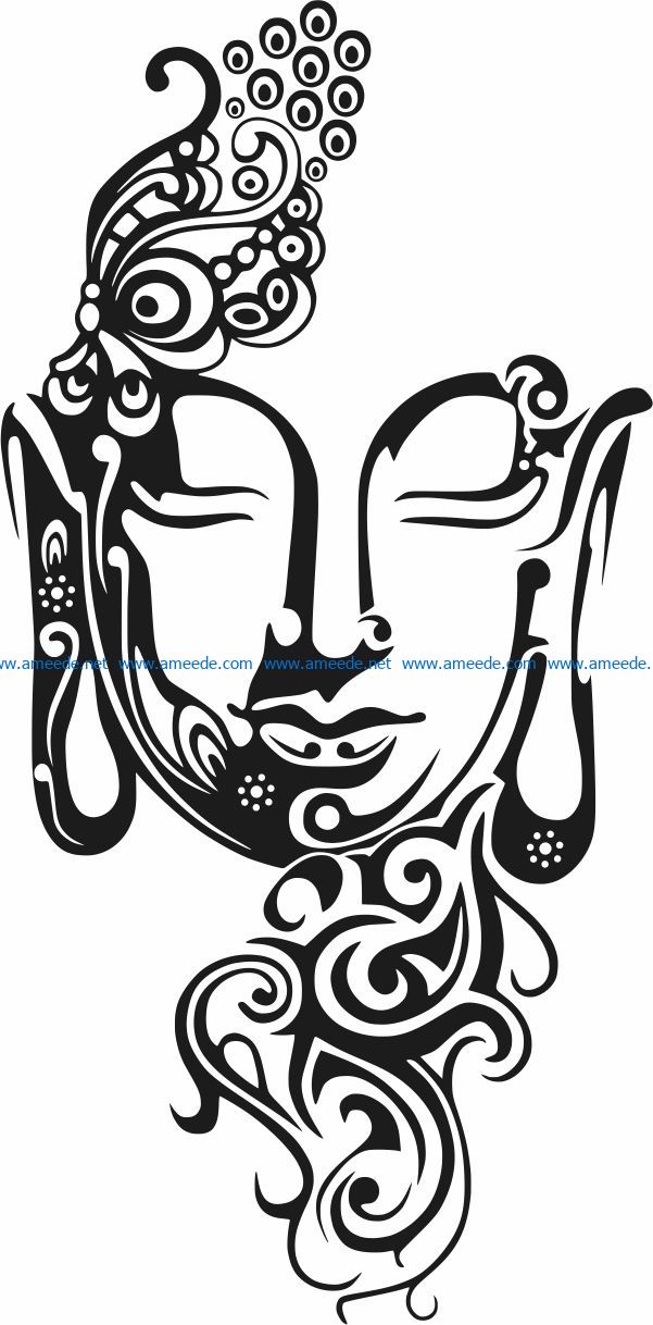 Buddha face file cdr and dxf free vector download for Laser cut