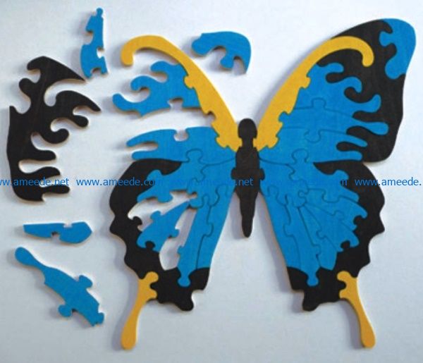 Butterfly Puzzle file cdr and dxf free vector download for Laser cut