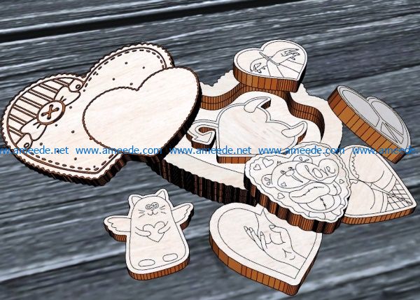 Casket Valentin file cdr and dxf free vector download for Laser cut