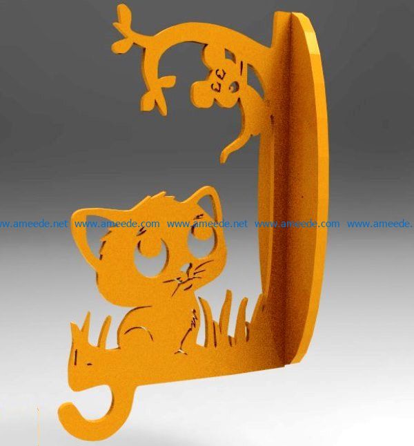 Cat and mouse shelves file cdr and dxf free vector download for Laser cut