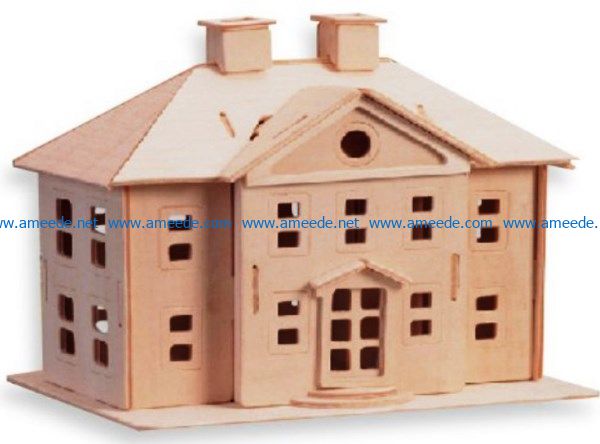 Country Mansion file cdr and dxf free vector download for Laser cut