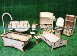 Doll’s furniture file cdr and dxf free vector download for Laser cut