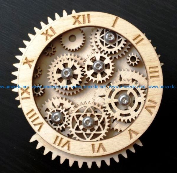 Gear clock file cdr and dxf free vector download for Laser cut