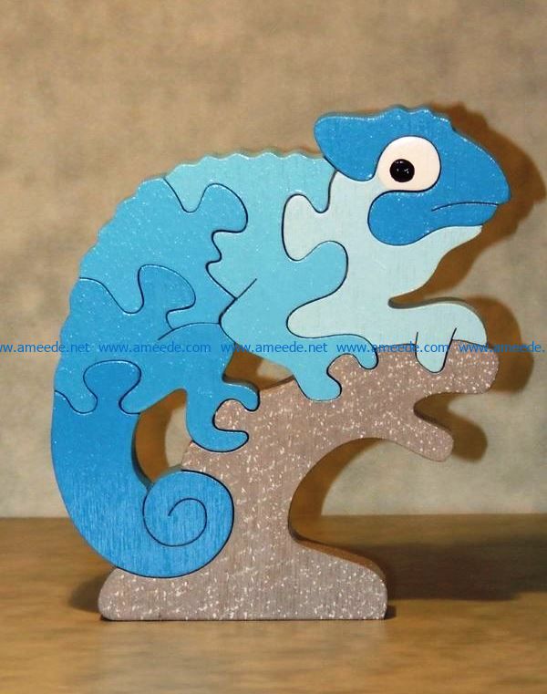 Gecko Puzzle file cdr and dxf free vector download for Laser cut