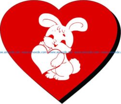 Heart and Rabbit file cdr and dxf free vector download for laser engraving machines