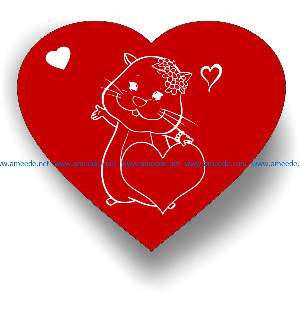 Heart and mouse file cdr and dxf free vector download for laser engraving machines