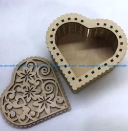 Heart shaped gift box  file cdr and dxf free vector download for Laser cut