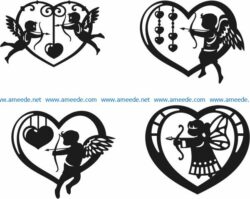 Heart to the angel of love file cdr and dxf free vector download for Laser cut Plasma